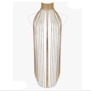 Rhinestone necklace dress.